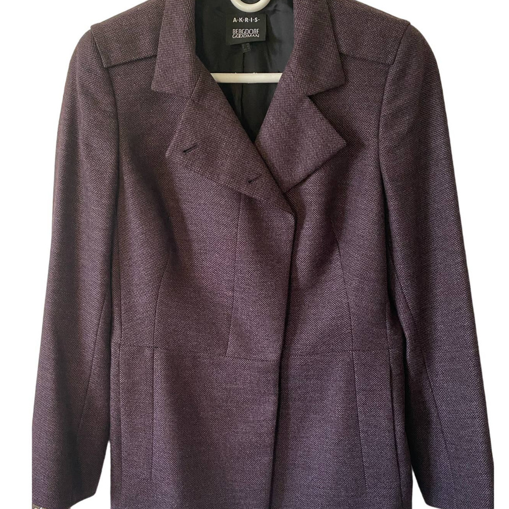 AKRIS for Bergdorf Goodman Womens Blazer Wool Cashmere Silk Muted Purple Size 10